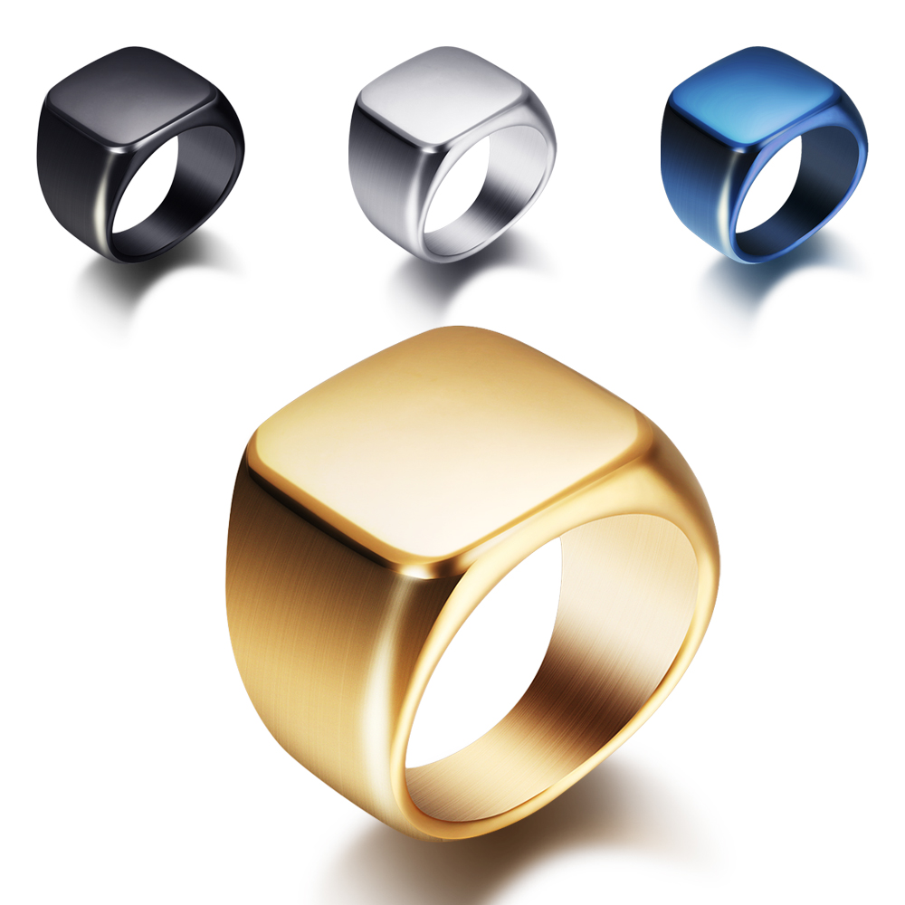 Signet Ring Men - Anillo de plata/oro/negro/azul para hombre, sortija