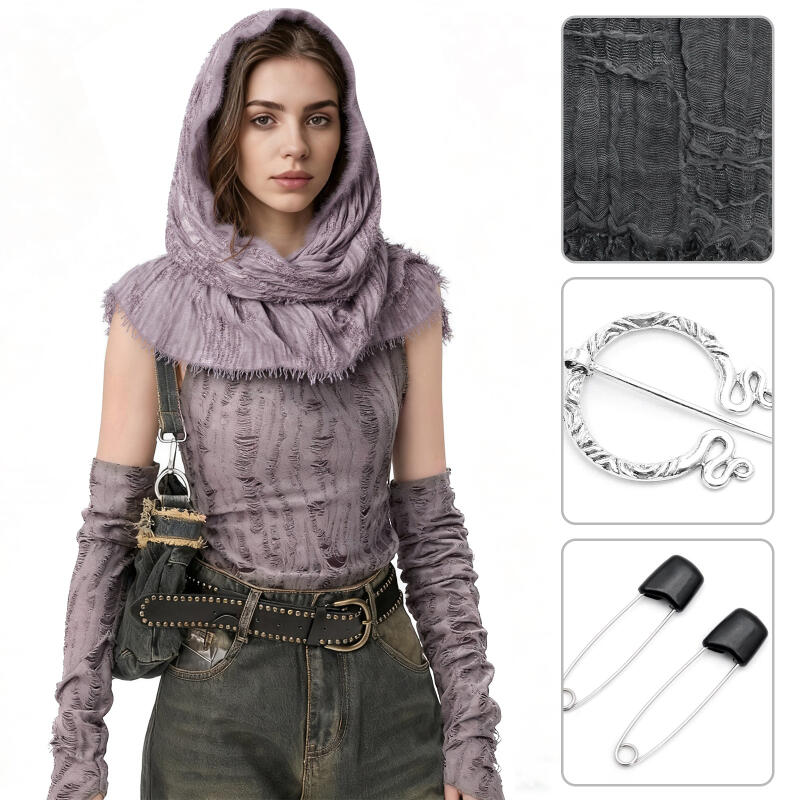 Men'S Viking Accessories - Bufanda Medieval con Capucha, Estilo Vikingo,