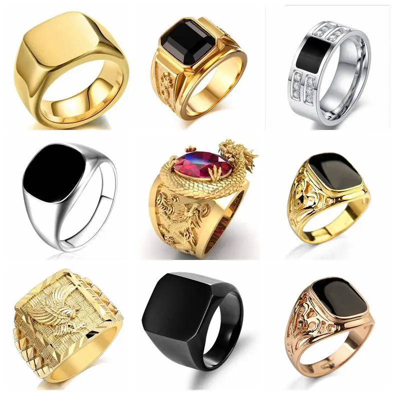 Signet Ring Men - Anillos de dedo cuadrados para hombres,