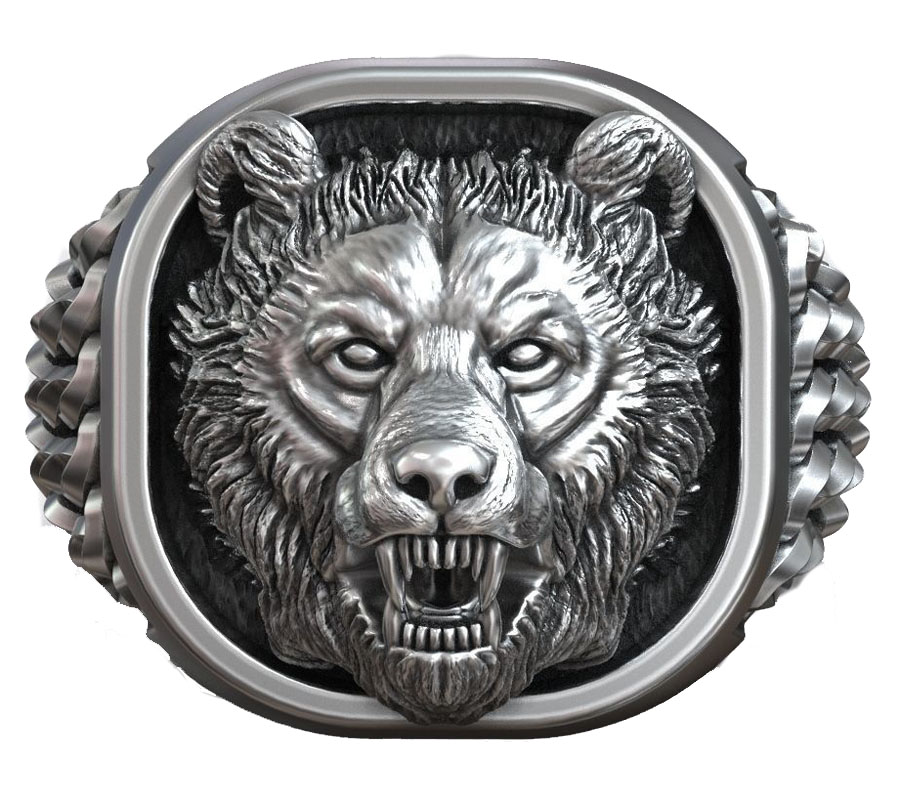 22g Cabeza de Oso Vikinga, Ado - Signet Ring Men reseña y precio