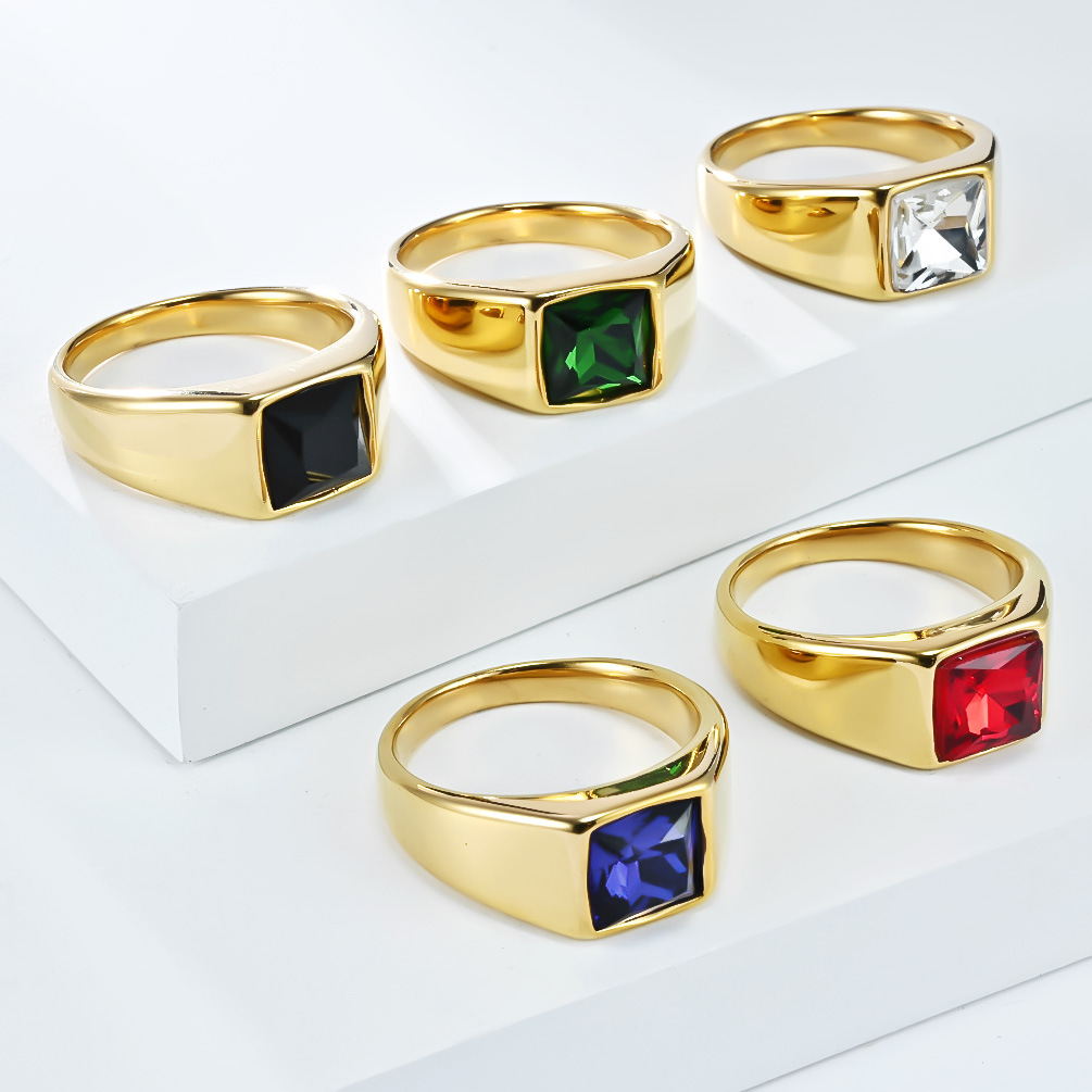 Anillo de sello de gema cuadra - Signet Ring Men reseña y precio