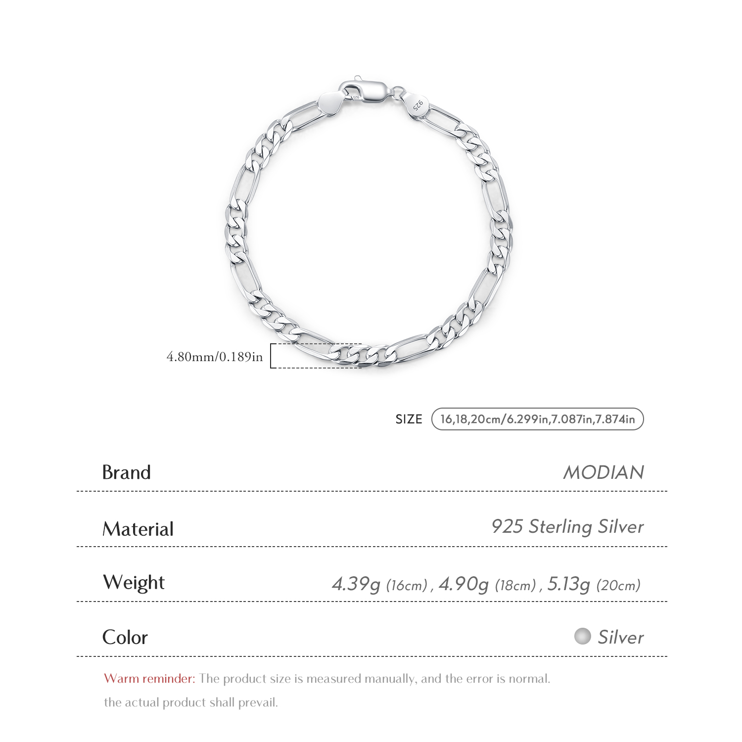 MODIAN-pulsera de cadena hueca - Men Accessories Chain And Bracelet reseña y precio
