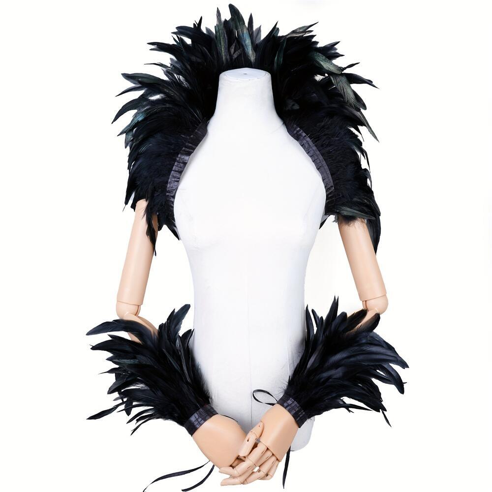 Elegante chal de plumas rojas  - Mens Accessories Style reseña y precio
